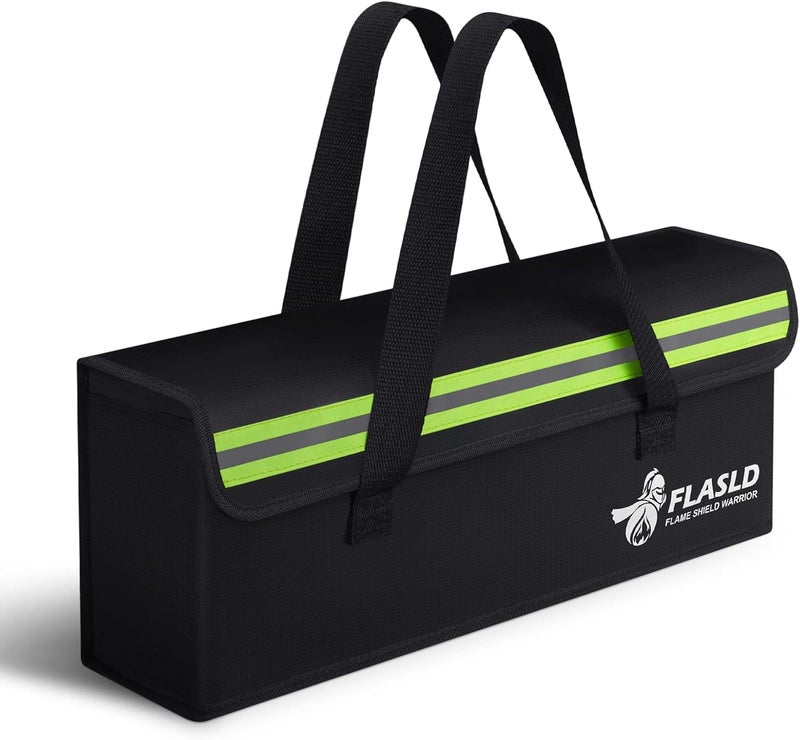 FLASLD E-Bike Battery Bag Fireproof Safe Charging Bag Explosionproof Lipo Battery Bag Large Capatity for Storage Charging (16 x 4.3 x 5in) - Image 1